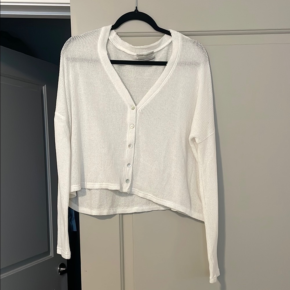 Urban Outfitters White Button-Up Knit Sweater